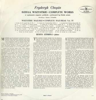 LP Frédéric Chopin: Wszystkie Mazurki = Complete Mazurkas Vol. IV (ČERNÝ ŠTÍTEK)