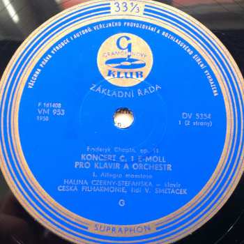 LP The Czech Philharmonic Orchestra: Koncert Č. 1 E-moll, Op. 11 Pro Klavír A Orchestr