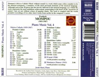 CD Frederic Mompou: Piano Music Volume 4: Música Callada • El Pont • Muntanya (Dansa)