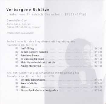 CD Friedrich Gernsheim: Verborgene Schätze (Lieder Von Franz Gernsheim (1839–1916))