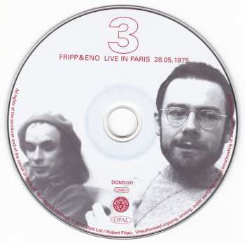 3CD Fripp & Eno: Live In Paris 28.05.1975