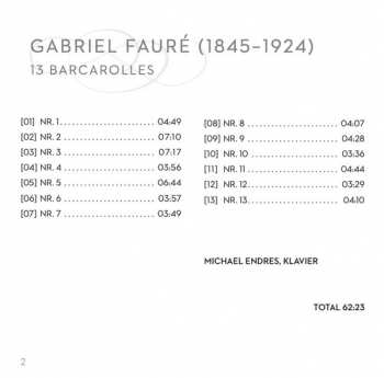 CD Gabriel Fauré: 13 Barcarolles