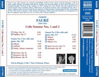 CD Gabriel Fauré: Cello Sonatas Nos. 1 And 2