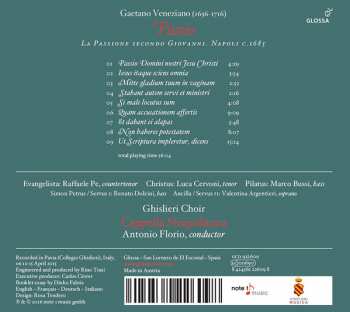 CD Raffaele Pe: Passio (La Passione Secondo Giovanni, Napoli C. 1695)