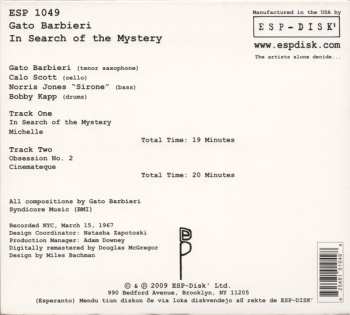 CD Gato Barbieri Quartet: In Search Of The Mystery DIGI