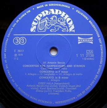 LP Josef Hála: Concertos For Harpsichord And Strings