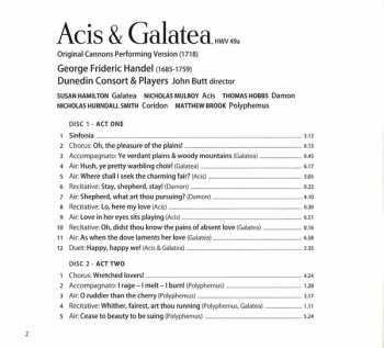 2CD Georg Friedrich Händel: Acis & Galatea, HWV 49a, Original Cannons Performing Version (1718)