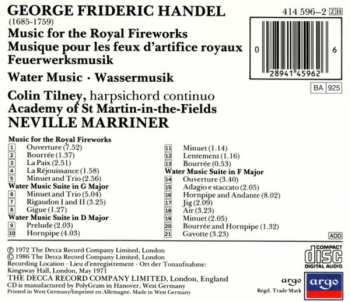 CD Georg Friedrich Händel: Music For The Royal Fireworks = Musique Pour Les Feux D'artifices Royaux = Feuerwerksmusik / Water Music = Wassermusik