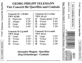 CD Georg Philipp Telemann: Vier Concert für Querflöte und Cembalo