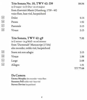 CD Georg Philipp Telemann: Complete Trio Sonatas With Recorder And Viol