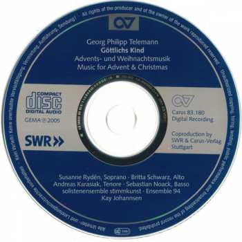 CD Georg Philipp Telemann: Göttlichs Kind (Advents- & Weihnachtsmusik)