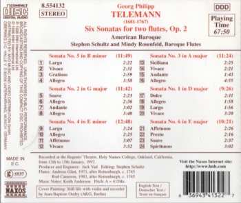 CD Georg Philipp Telemann: Six Sonatas For Two Flutes, Op. 2
