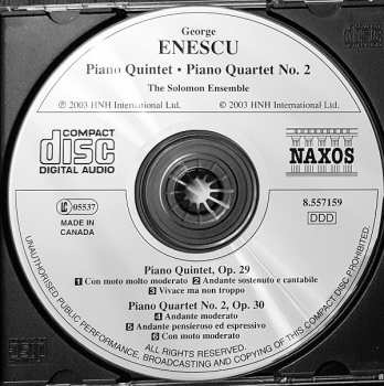 CD George Enescu: Piano Quintet • Piano Quartet No.2