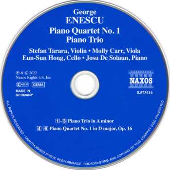 CD George Enescu: Piano Quartet No. 1 • Piano Trio