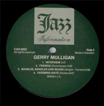 2LP Gerry Mulligan: In Sweden