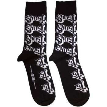 Merch Ghost: Ghost Unisex Ankle Socks: Logo Pattern (black) (uk Size 4 - 7) 36 - 42