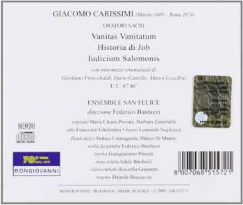 CD Giacomo Carissimi: Vanitas Vanitatum; Historia Di Job; Iudicium Salomonis 
