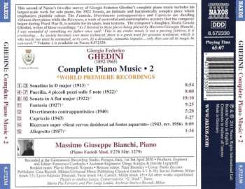 CD Giorgio Federico Ghedini: Complete Piano Music 2 - Sonata • Divertimento Contrappuntistico • Ricercare