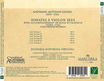CD Giovanni Antonio Guido: Sonates À Violon Seul Avec Accompagnement De Basse Et Clavecin (Paris, 1726)