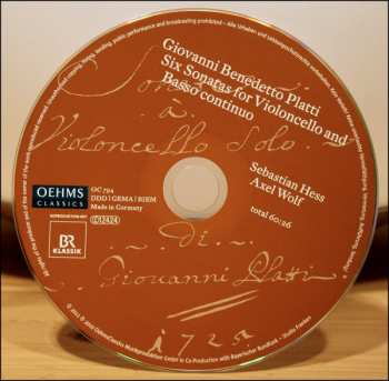 CD Giovanni Benedetto Platti: Six Sonatas For Violoncello And Basso Continuo