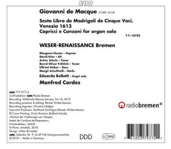 CD Manfred Cordes: Madrigali & Organ Works