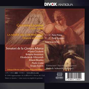 CD Sonatori De La Gioiosa Marca: "La Morte Del Cor Penitente" Oratorio In Due Parti