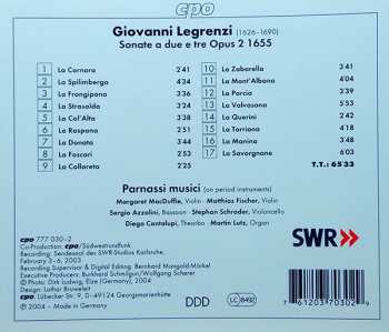 CD Giovanni Legrenzi: Sonate A Due E Tre Opus 2 1655