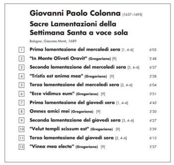 CD Giovanni Paolo Colonna: Sacre Lamentazioni