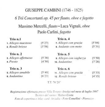 CD Paolo Carlini: 6 Trii Concertanti Op. 45 Per Flauto, Oboe E Fagotto