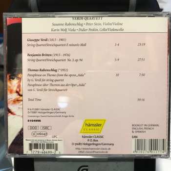CD Giuseppe Verdi: String Quartet E Minor = Streichquartett E-Moll / String Quartet = Streichquartett No. 3, Op. 94 / "Aida" - Paraphrase