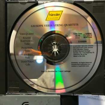 CD Giuseppe Verdi: String Quartet E Minor = Streichquartett E-Moll / String Quartet = Streichquartett No. 3, Op. 94 / "Aida" - Paraphrase