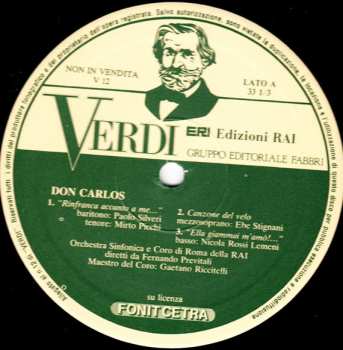 LP Giuseppe Verdi: Verdi: Edizioni Rai 12 - Brani Da Don Carlos