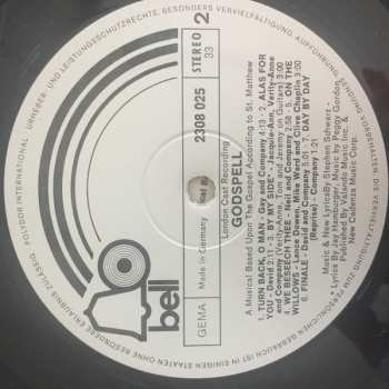 LP "Godspell" Original London Cast: Godspell. Original London Cast