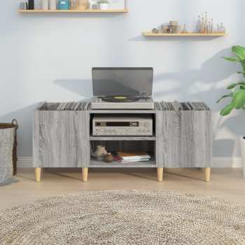 Hi-Fi Goka Skříňka s přihrádkami na LP desky a audiotechniku - dřevěné nohy Šedá sonoma (831931)