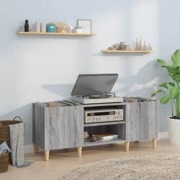 Hi-Fi Goka Skříňka s přihrádkami na LP desky a audiotechniku - dřevěné nohy Šedá sonoma (831931)