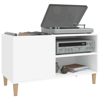 Hi-Fi Goka Skříňka s přihrádkou na LP desky a audiotechniku - dřevěné nohy Bílá (831941)