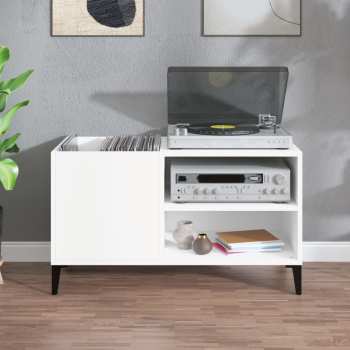 Hi-Fi Goka Skříňka s přihrádkou na LP desky a audiotechniku - kovové nohy Bílá (831949)