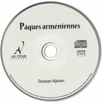 CD Goussan Aljanian: Pâques Arméniennes (Hymns Of The Holy Week Of The Armenian Church)