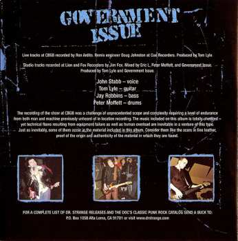 CD Government Issue: Strange Wine : Live At CBGB August 30 1987