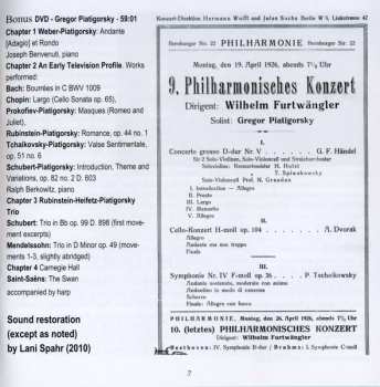 6CD/DVD/Box Set Gregor Piatigorsky: The Art Of  (Rare 78s Unissued Studio Recordings, Public Performances And Broadcasts)