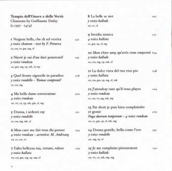 CD Guillaume Dufay: Tempio Dell'Onore E Delle Vertù. Chansons By Guillaume Dufay