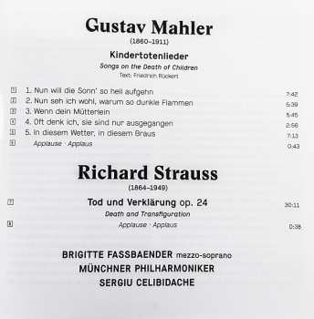 CD Richard Strauss: Kindertotenlieder / Tod Und Verklärung