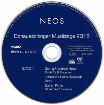 2SACD Francesco Filidei: Donaueschinger Musiktage 2015
