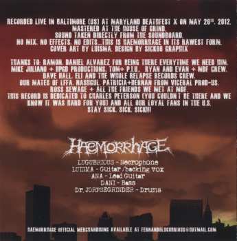 CD Haemorrhage: Live Carnage: Feasting On Maryland
