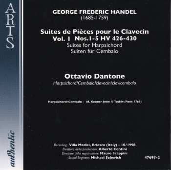 CD Georg Friedrich Händel: Suites De Pieces Pour Le Clavecin Vol. I