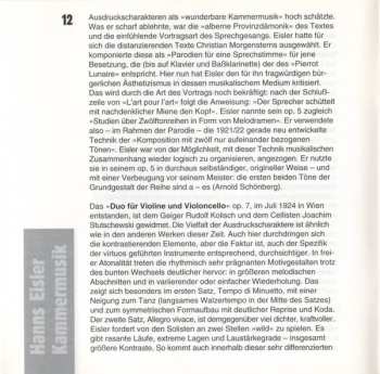 CD Hanns Eisler: Kammermusik = Chamber Music