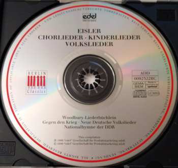 CD Hanns Eisler: Chorlieder - Kinderlieder - Volkslieder