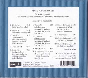 CD Hans Abrahamsen: Schnee: Ten Canons For Nine Instruments