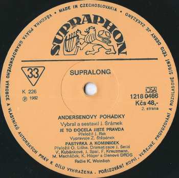 LP Hans Christian Andersen: Andersenovy Pohádky