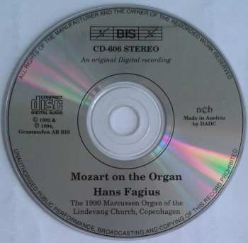 CD Hans Fagius: Mozart On The Organ